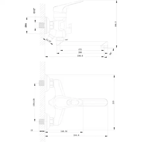 Смеситель ванны Lemark Status LM4113C - almatherm.kz