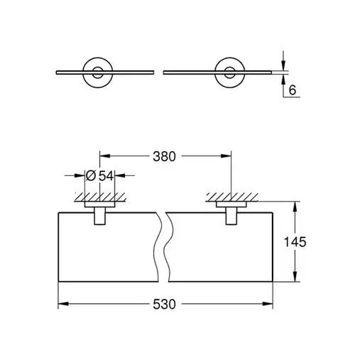Полка стеклянная 530 мм Grohe Essentials 40799001 - almatherm.kz