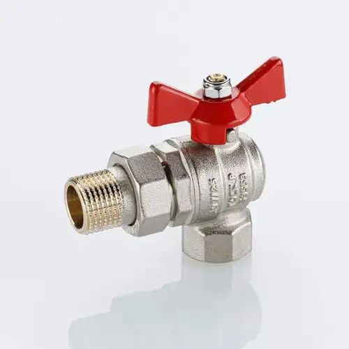 Кран шаровой угловой со сгоном ВР-НР 1" с бабочкой ГОСТ Valtec - almatherm.kz