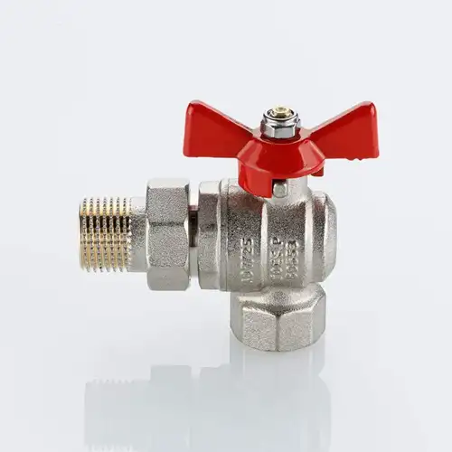 Кран шаровой угловой со сгоном ВР-НР 1" с бабочкой ГОСТ Valtec - almatherm.kz