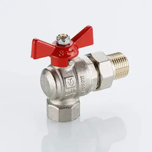 Кран шаровой угловой со сгоном ВР-НР 1" с бабочкой ГОСТ Valtec - almatherm.kz