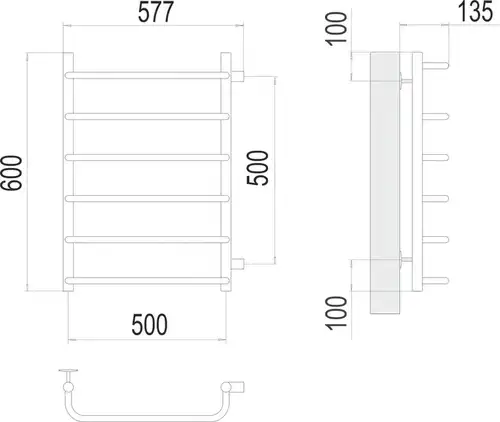 Полотенцесушитель Стандарт П6 1" БП 500x600 Terminus - almatherm.kz