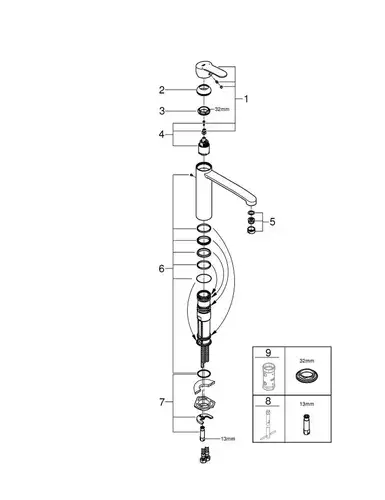 Смеситель кухни со средним изливом Grohe EuroStyle Cosmopolitan 31124002 - almatherm.kz