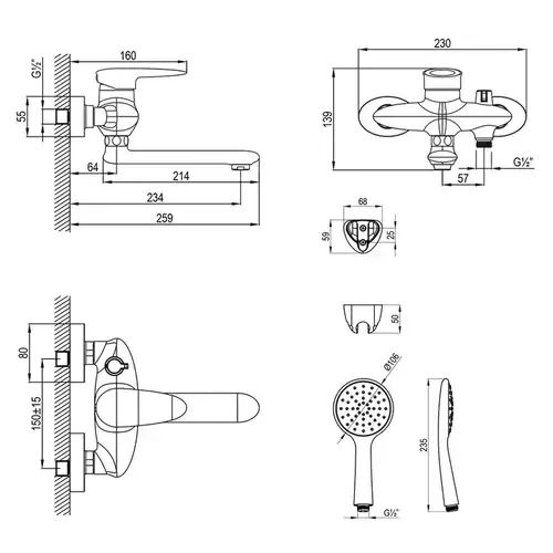 Смеситель ванны короткий излив Lemark Status LM4414C - almatherm.kz