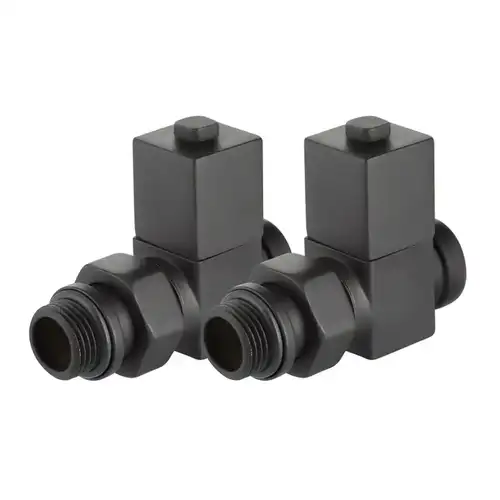 Набор дизайн-вентилей CUBE, прямой (черный) 1/2" Royal Thermo - almatherm.kz