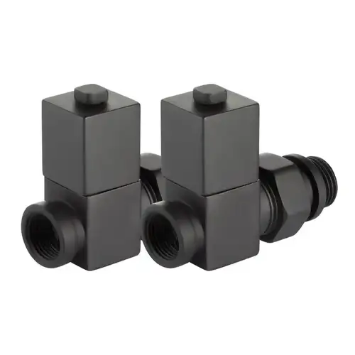 Набор дизайн-вентилей CUBE, прямой (черный) 1/2" Royal Thermo - almatherm.kz