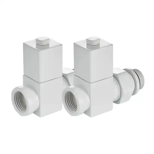 Набор дизайн-вентилей CUBE, прямой (белый) 1/2" Royal Thermo - almatherm.kz