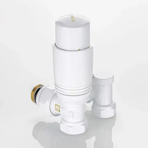 Комплект радиаторный термостатический угловой 1/2" с термоголовкой белый Valtec - almatherm.kz