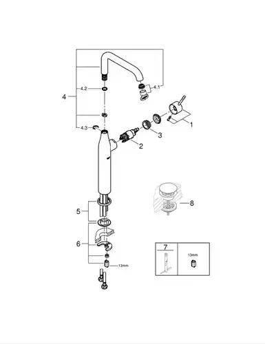 Смеситель раковины размер XL Grohe Essence+ 32901001 - almatherm.kz
