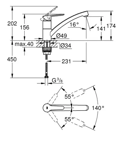 Смеситель кухни Grohe BauEco 31680000 - almatherm.kz