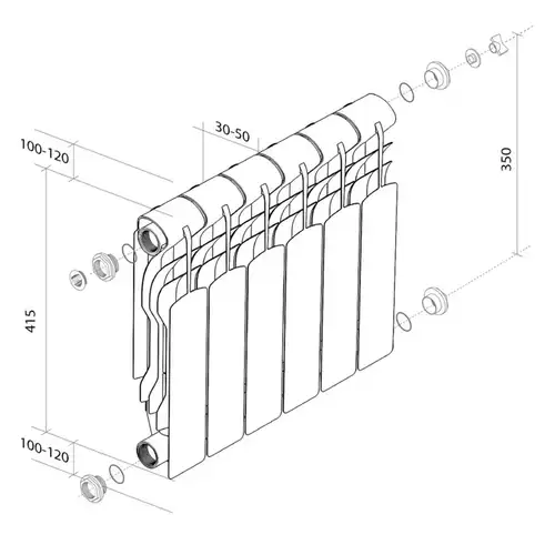 Радиатор биметаллический 350x80 (10 секций) Revolution Royal Thermo - almatherm.kz