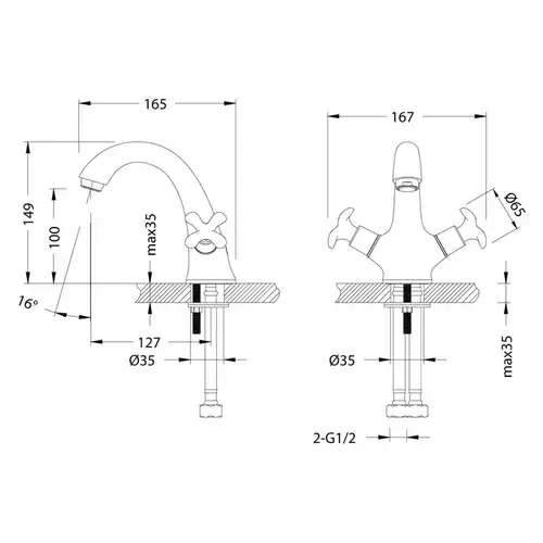 Смеситель раковины барашки Lemark Flora LM0106C - almatherm.kz