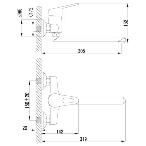 Смеситель ванны 25см Lemark Luna LM4111C - almatherm.kz