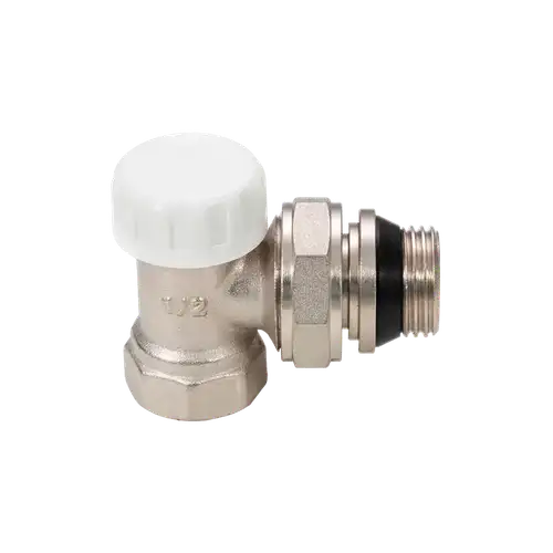 Клапан радиаторный настроечный угловой 1/2" с уплотнением Aqualink - almatherm.kz