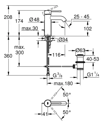 Смеситель раковины темный графит Grohe Essence New 23589A01 - almatherm.kz