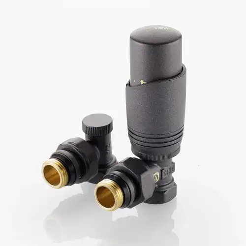 Комплект радиаторный термостатический угловой 1/2" с термоголовкой серый Valtec - almatherm.kz
