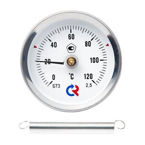 Термометр биметаллический 120°С 63 мм накладной с пружиной БТ-30.010 Росма - almatherm.kz