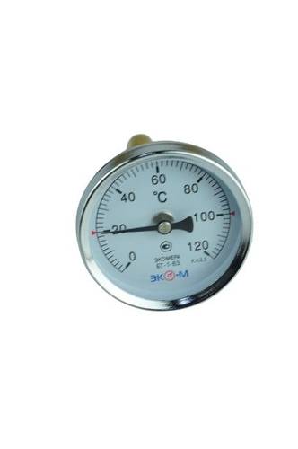 Термометр биметаллический аксиальный 120°С 63 мм L-60 мм G1/2" Эко - almatherm.kz
