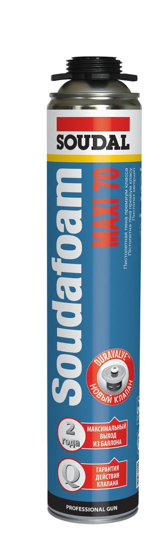 Пена монтажная пистолетная 870 мл Soudafoam Maxi 70 Soudal - Изображение 1 - almatherm.kz