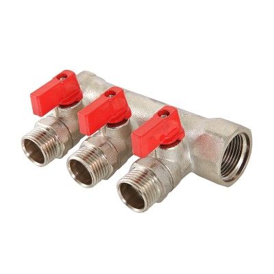Коллектор с кранами 2 выхода 1"х1/2" Valtec - Изображение 1 - almatherm.kz