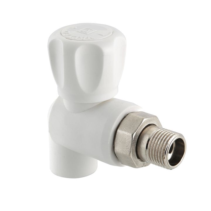 Кран радиатора угловой ППР белый 25x3/4" Valtec - Изображение 1 - almatherm.kz