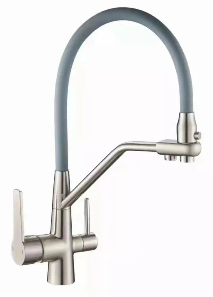 Смеситель кухни гибкий излив под фильтр серый Oute T603BL - Изображение 1 - almatherm.kz