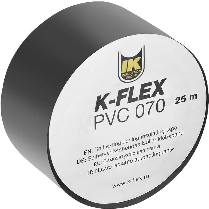 Лента самоклеющаяся 0.13*50 мм 25 м PVC AT 070 black K-Flex - Изображение 1 - almatherm.kz