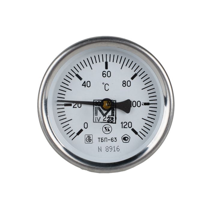 Термометр биметаллический аксиальный 160°С 63 мм L-100 мм G1/2" STI - Изображение 1 - almatherm.kz