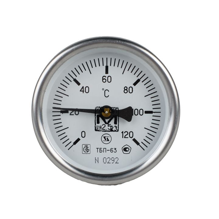 Термометр биметаллический аксиальный 120°С 63 мм L-100 мм G1/2" STI - Изображение 1 - almatherm.kz