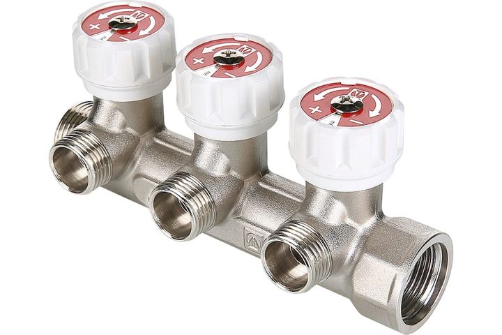 Басқару клапандары бар коллектор, 1"x4 розеткалары. Eurocone 3/4" VALTEC - Изображение 1 - almatherm.kz