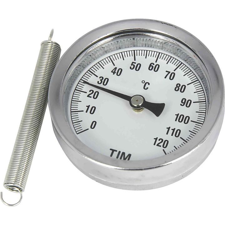 Термометр биметаллический 120°С 63 мм накладной с пружиной TIM - Изображение 1 - almatherm.kz