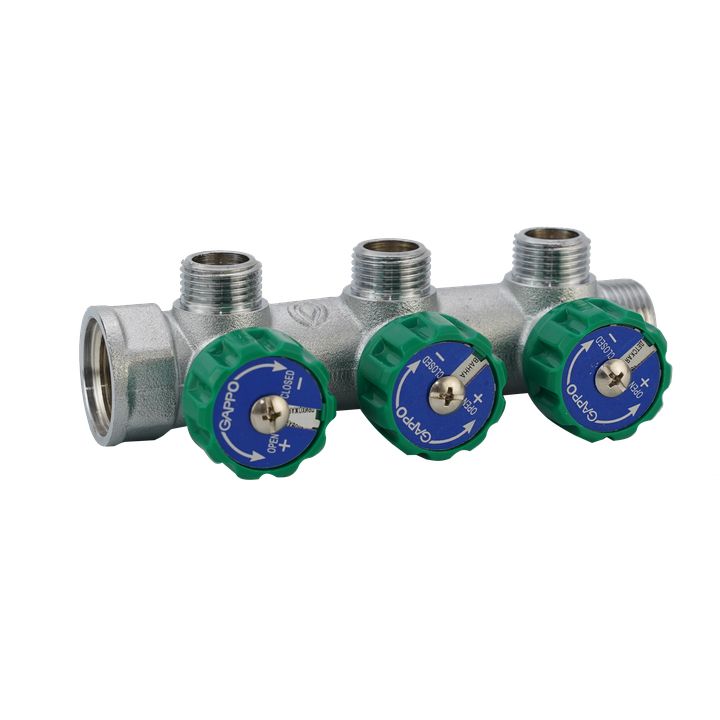 Коллектор регулируемый НР 3 выхода 3/4"х1/2" Muslook - Изображение 1 - almatherm.kz