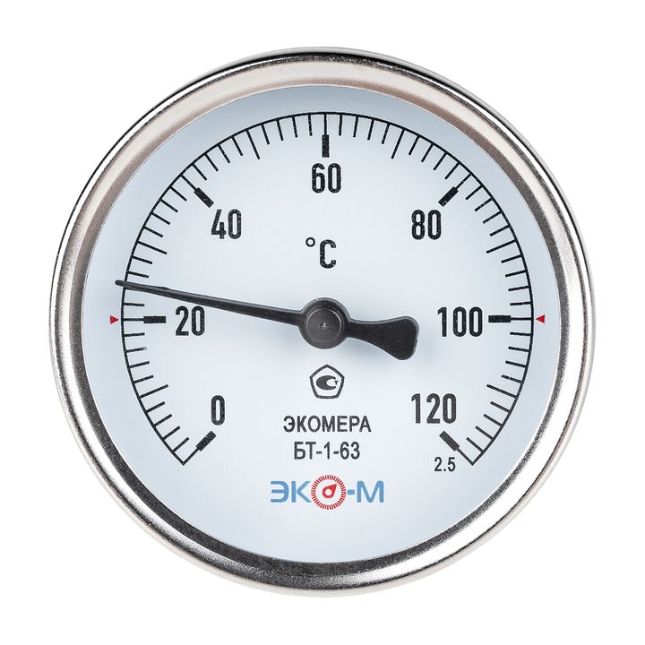 Биметалдық термометр 120°C 63 мм L-50мм G1/2" Экомера - Изображение 1 - almatherm.kz