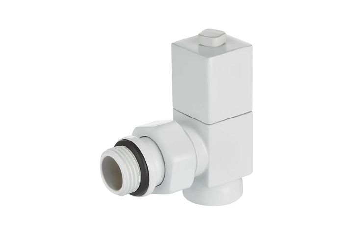 Набор дизайн-вентилей CUBE, угловой (белый) 1/2" Royal Thermo - Изображение 1 - almatherm.kz