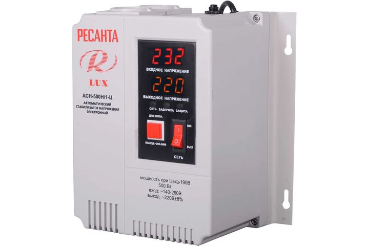 Стабилизатор напряжения настенный 500 Вт Ресанта АСН-500Н/1-Ц LUX - Изображение 1 - almatherm.kz