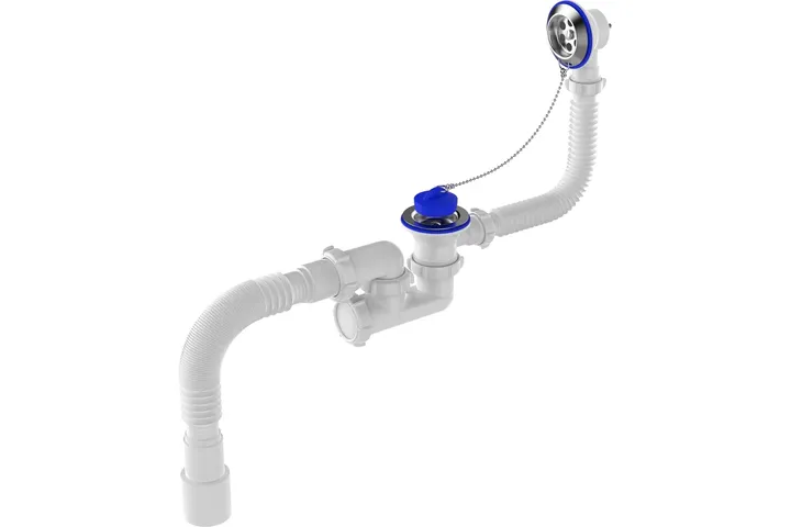 Сифон ванны 40/50 гофрированный1 1/2" регулируемый Aquant V255-25-MR - Изображение 1 - almatherm.kz
