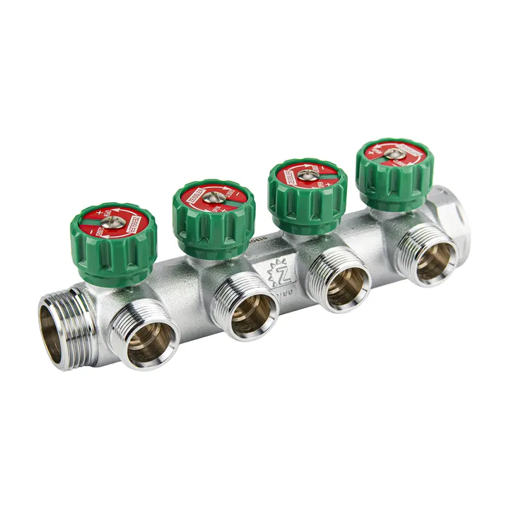 Реттелетін коллектор HP 4 розеткалары 3/4"x1/2" тегіс TIM тығыздағыш үшін - Изображение 1 - almatherm.kz