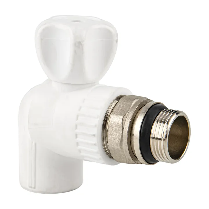 Клапан радиатора угловой ППР белый 20x1/2" - Изображение 1 - almatherm.kz
