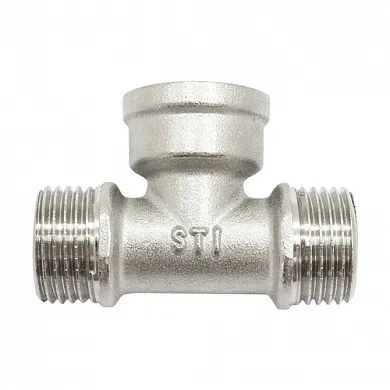 Тройник НР-ВР-НР никель 1" STI - Изображение 1 - almatherm.kz