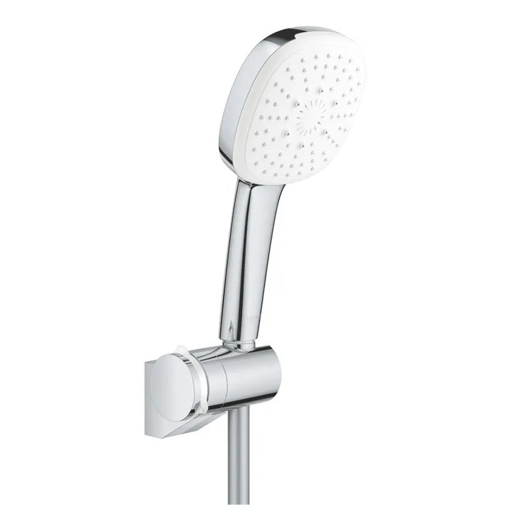 Душевая лейка 3 режима со шлангом и кронштейном хром/белый Grohe Tempesta Cube 110 27584003 - Изображение 1 - almatherm.kz