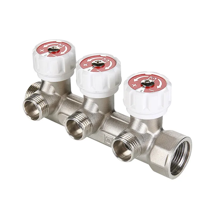 Коллектор регулируемый НР 3 выхода 3/4"х1/2" Valtec VTc.570 - Изображение 1 - almatherm.kz