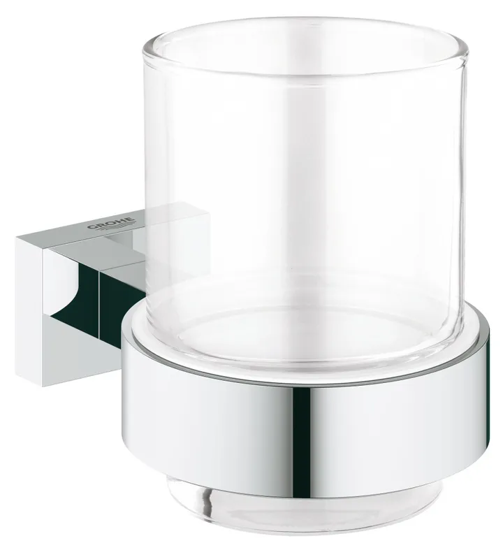 Стакан для зубных щеток с держателем хром Grohe Essentials Cube 40755001 - Изображение 1 - almatherm.kz