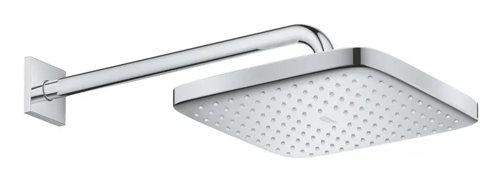 Верхний душ с душевым кронштейном 380 мм, хром (26687000) Tempesta 250 Cube GROHE - Изображение 1 - almatherm.kz