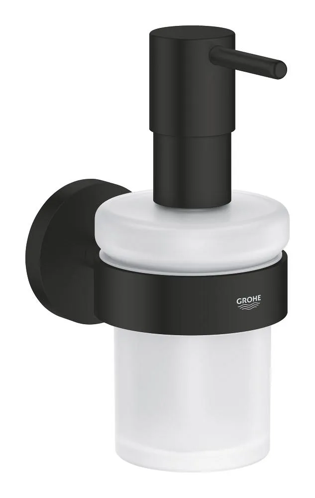 Дозатор жидкого мыла с держателем матовый черный Grohe Essentials 1022572430 - Изображение 1 - almatherm.kz