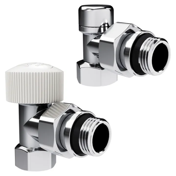 Комплект клапанов радиаторных термостатических угловой 1/2" хром Design Royal Thermo - Изображение 1 - almatherm.kz