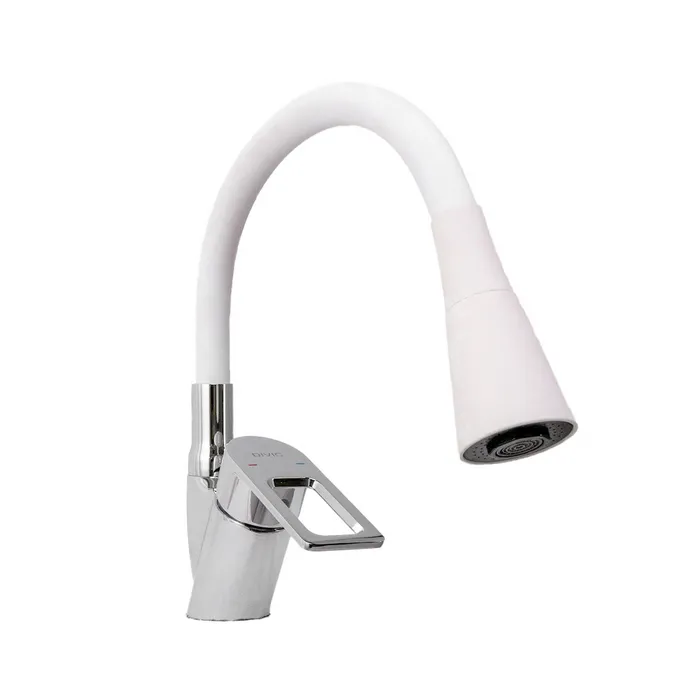 Смеситель кухни гибкий излив белый Divic DV 4-9-LW-I - Изображение 1 - almatherm.kz