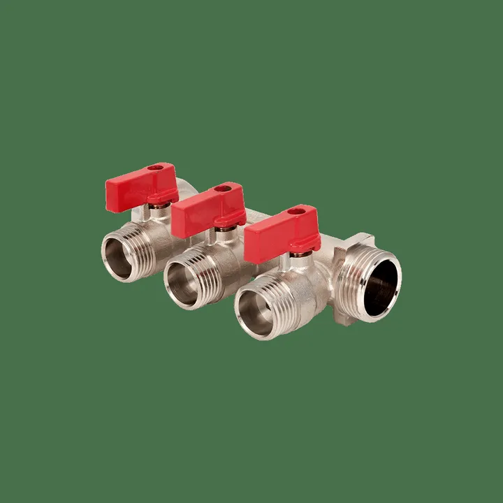 Коллектор НР с краном 2 выхода 3/4"x1/2" Aqualink - Изображение 1 - almatherm.kz