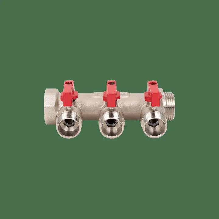 Коллектор НР с краном 3 выхода 3/4"x1/2" Aqualink - Изображение 1 - almatherm.kz