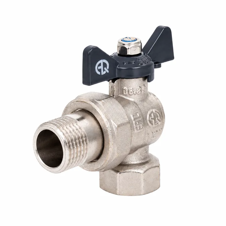 Кран шаровой угловой со сгоном ВР-НР 3/4" с бабочкой Aqualink - Изображение 1 - almatherm.kz