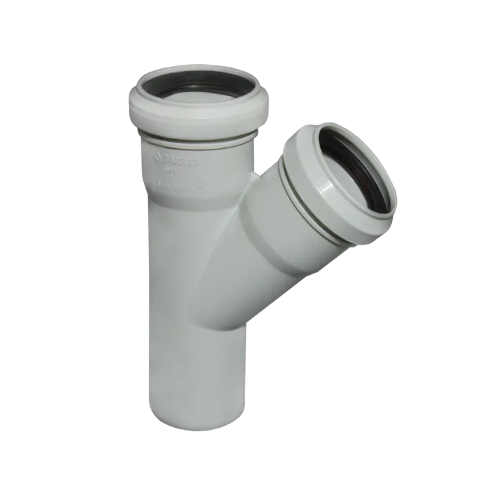 Тройник канализационный ПП 45° 50 серый Jakko - Изображение 1 - almatherm.kz